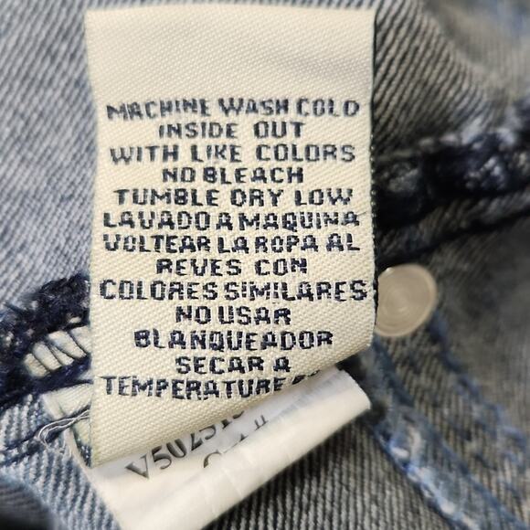 17/21 Dark Wash Stretch Decorative Stitching Zip Button Closure Slight Flare 10 - Picture 13 of 14